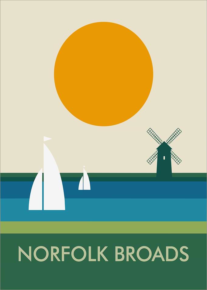 Norfolk Broads Minimalist Travel Poster