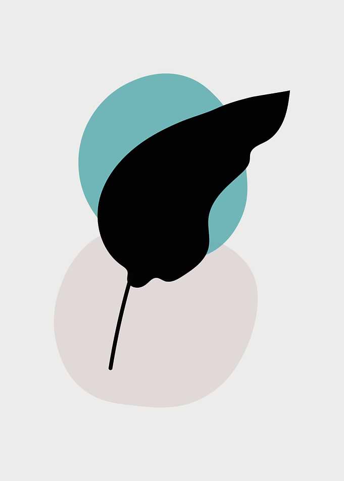 Minimalist Leaf Art with Geometric Shapes