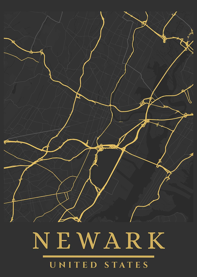 Newark, United States Map Art