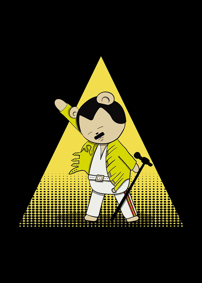 Freddie Mercury Bear Cartoon