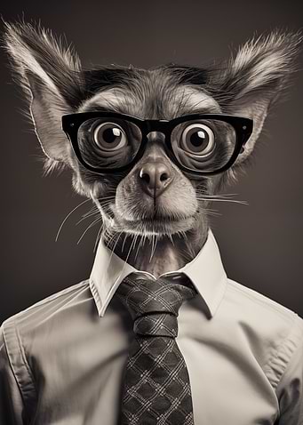 Dog with Glasses and Tie