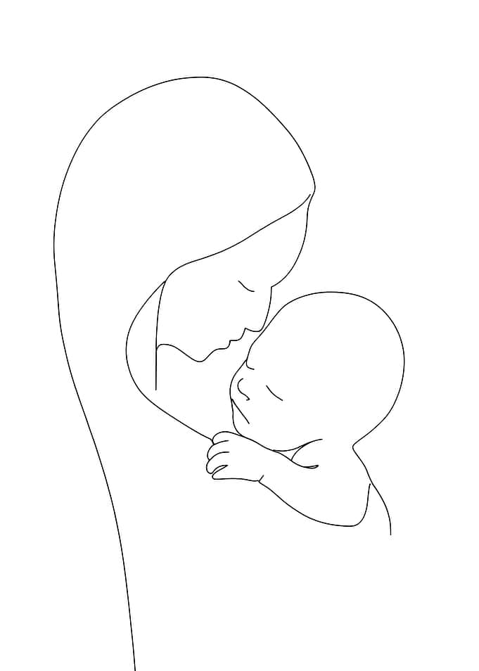 Mother and Child Love Minimalist Line Art