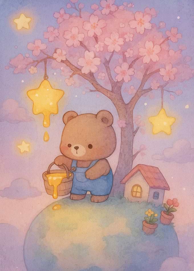 Cute Bear Honey Stars