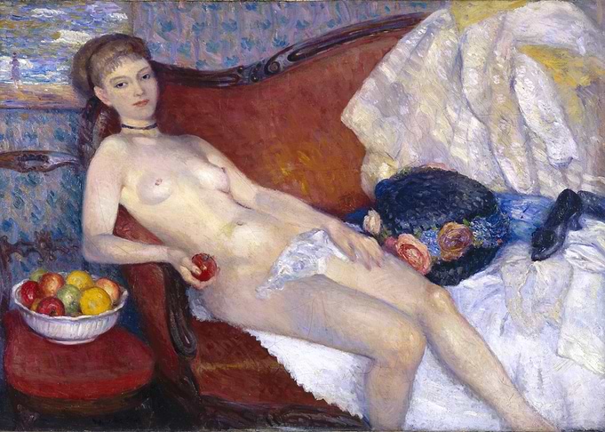 Nude with Apple by Pierre Bonnard