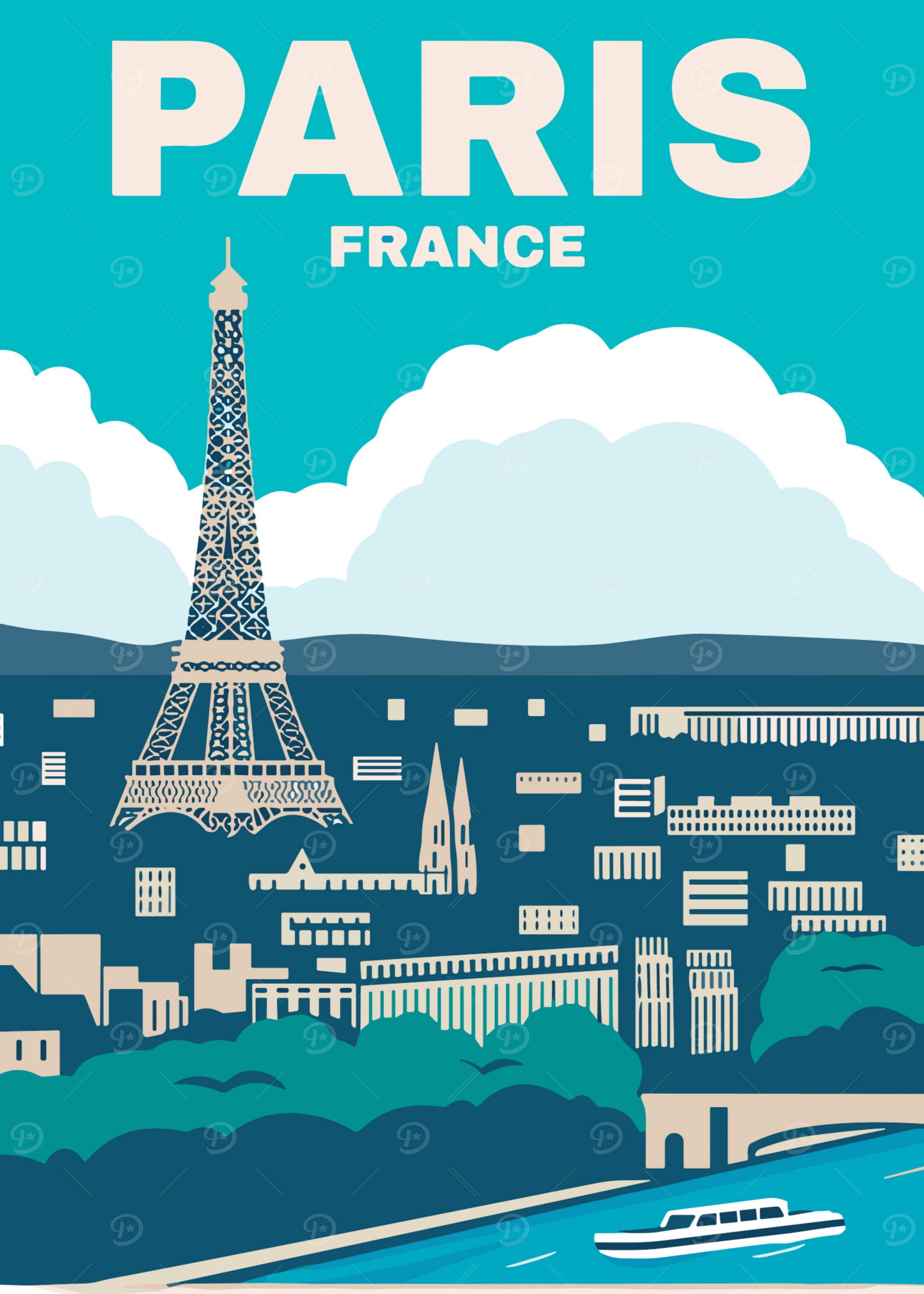 Paris France Travel Poster