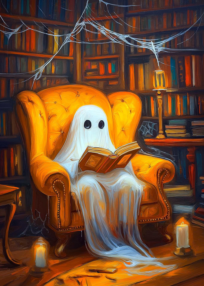 Ghost reading in a library