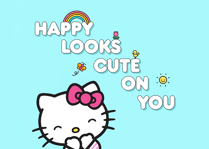 hello kitty: happy looks cute on you