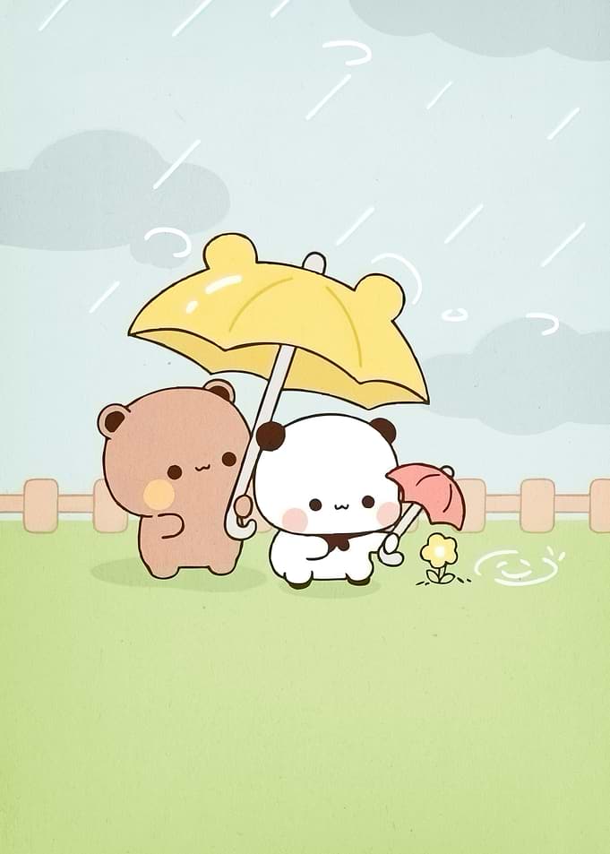 Cute Bears Umbrellas Rain
