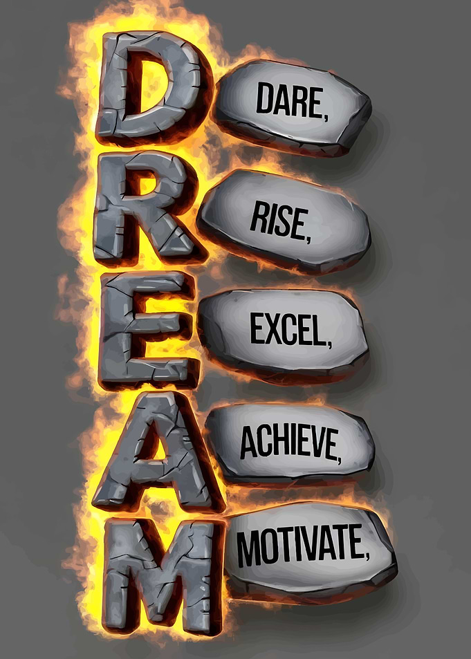 Motivational Dream Dare Rise Excel Achieve Motivate