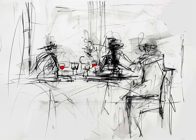 Wine Tasting Abstract Sketch