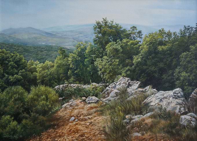 Lush Green Forest Landscape Painting