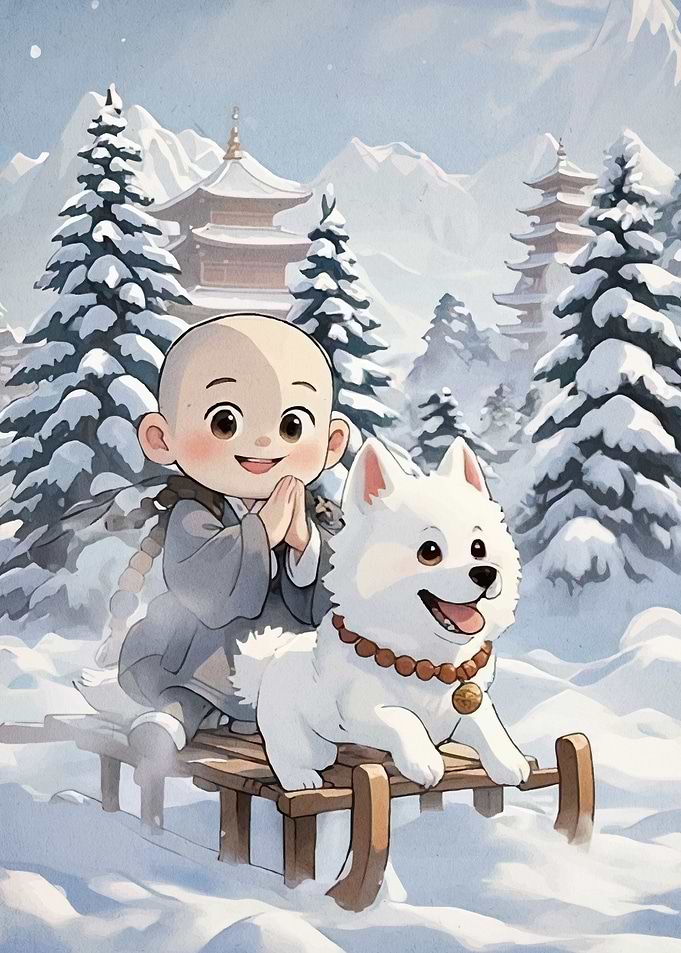 Monk Dog Sledding Winter