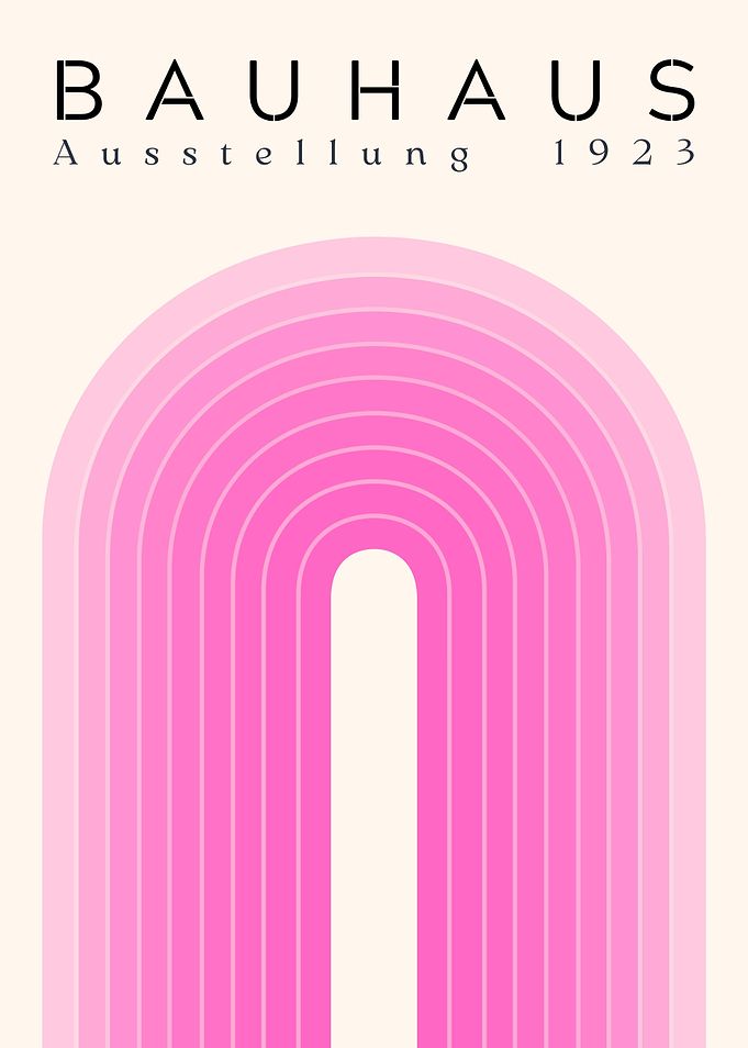 Bauhaus Ausstellung 1923 Wall Art, Pink Geometric Print, Minimalist Poster, Mid Century Modern, Exhibition Poster, Art Print