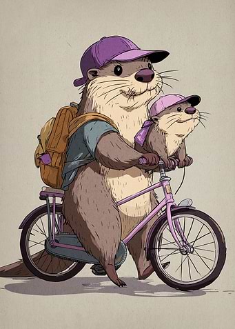 Otters on a Bicycle Adventure