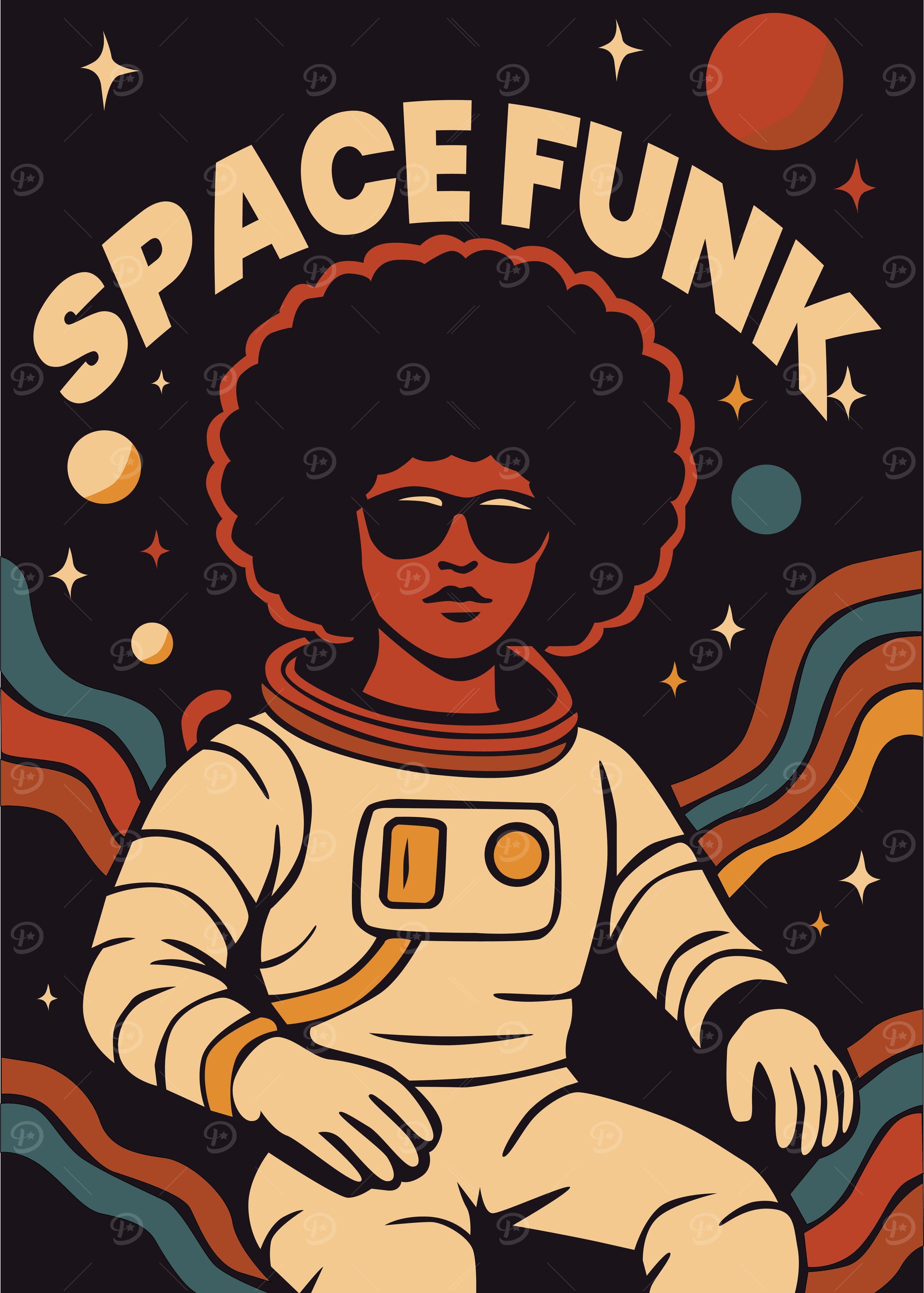 Space Funk Retro Astronaut Illustration