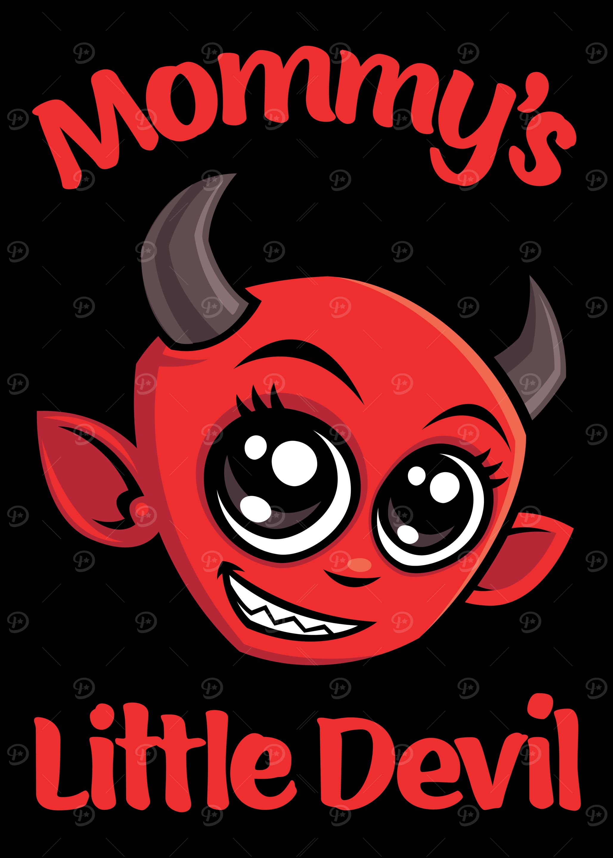 Cute Mommy's Little Devil Cartoon Design