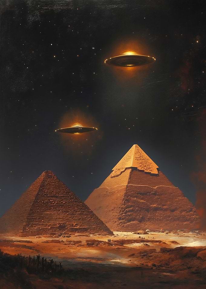 Pyramids and UFOs at Night