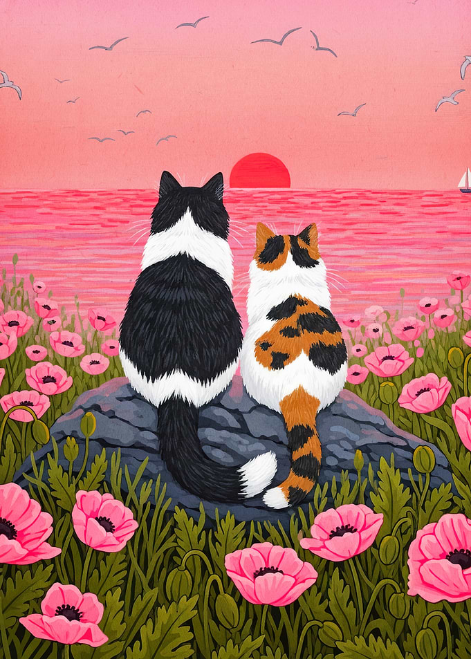 Cats Watching Sunset