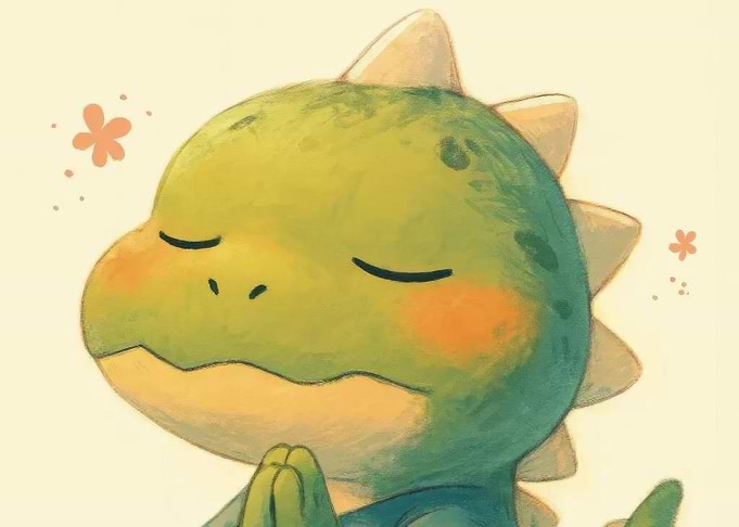 Meditating Green Dinosaur Illustration