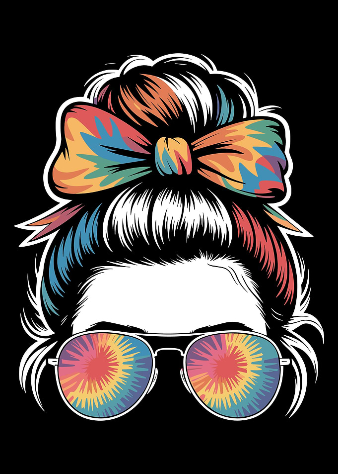 Tie-Dye Vibes Retro Glasses & Bow