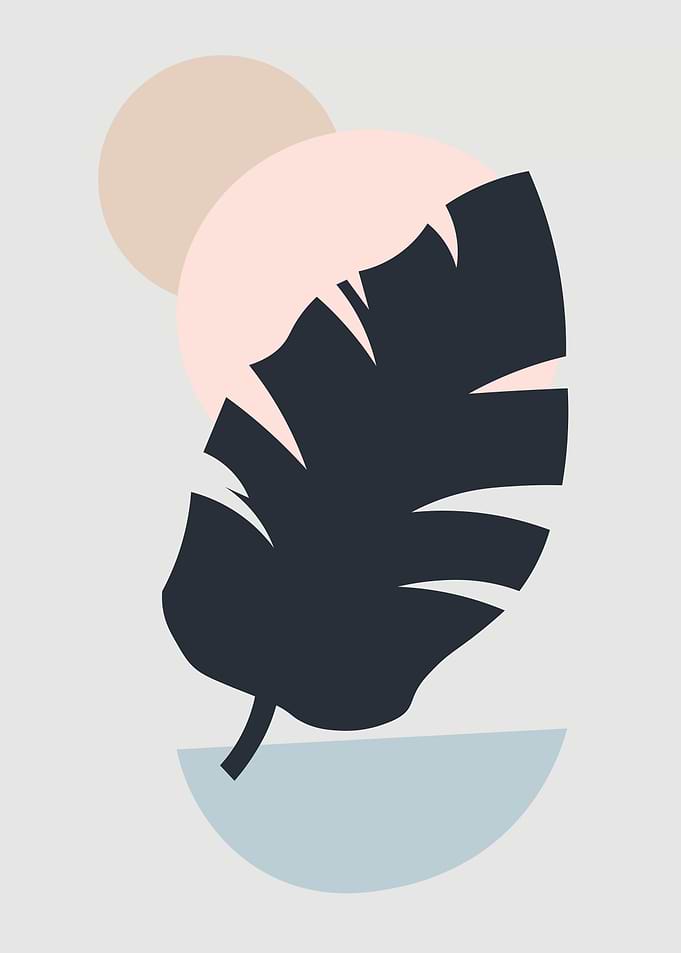Abstract Leaf Art with Geometric Shapes