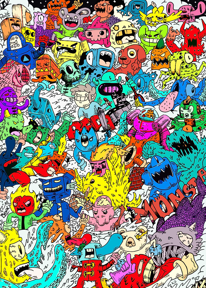 Colorful Monster Doodle Art