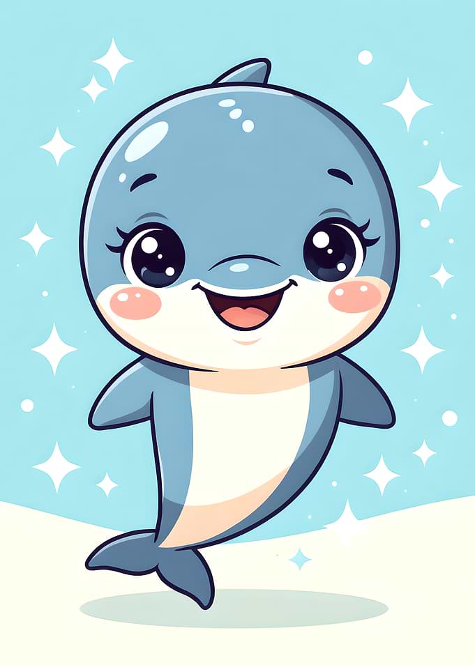 Cute Cartoon Dolphin Illustration
