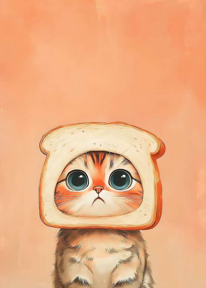 Cat with Toast Hat