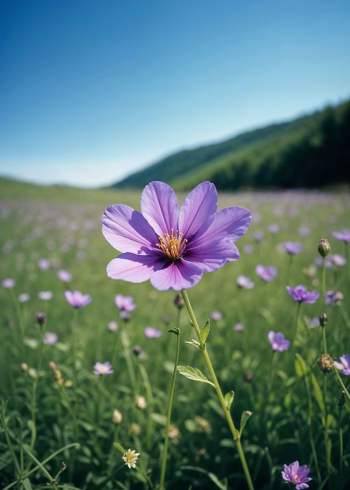 Purple Flower Field Landscape