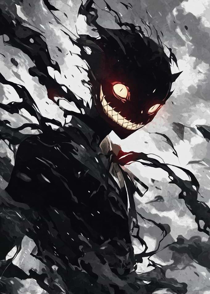 Creepy Shadow Figure with Glowing Eyes