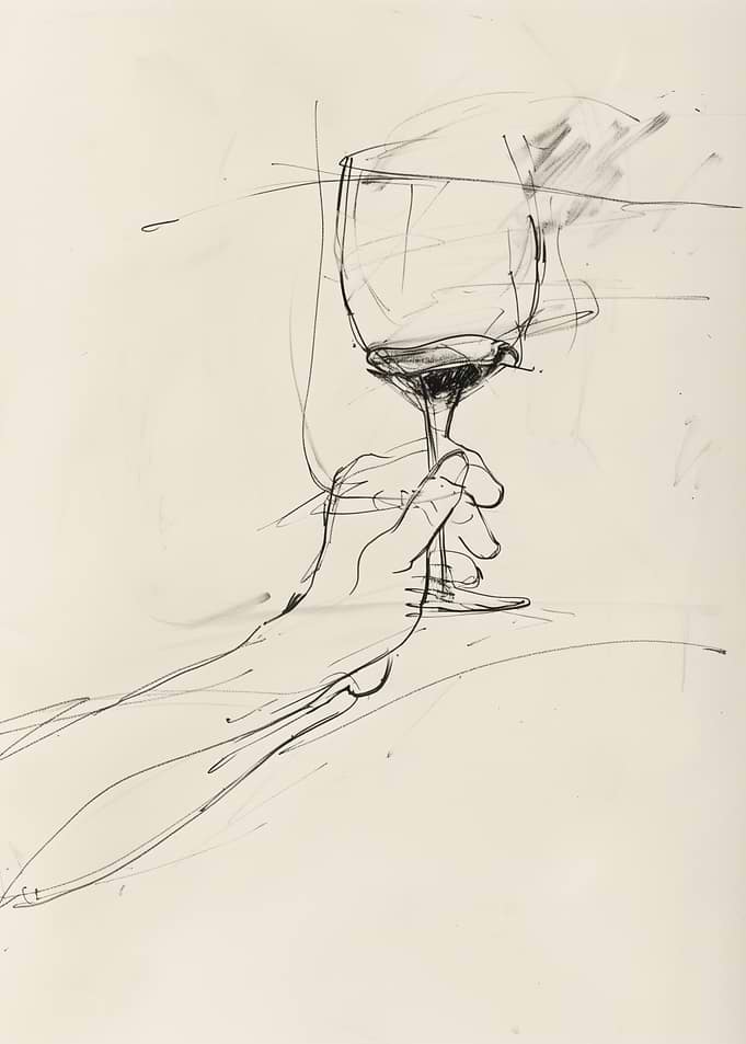 Wine Glass Vintage Sketch