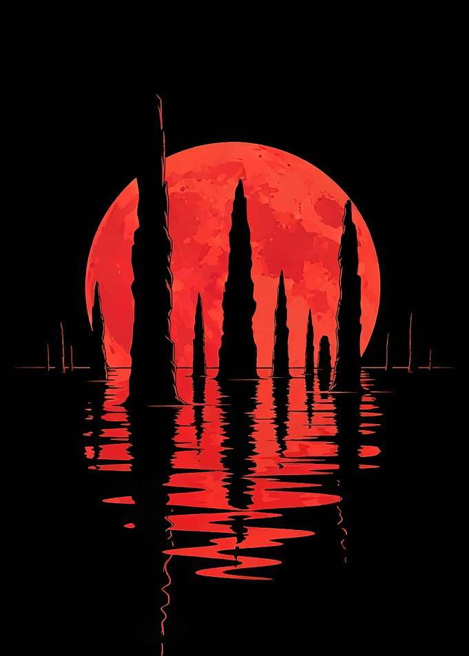 Blood Moon Over Dark Waters