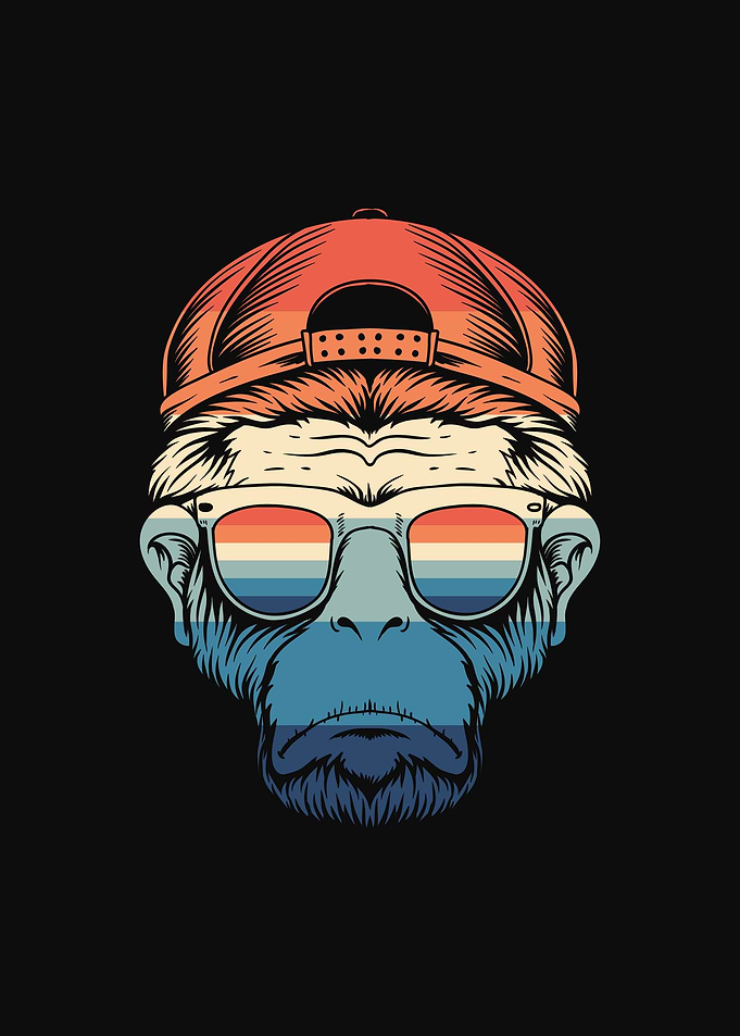 Cool Monkey with Retro Sunglasses