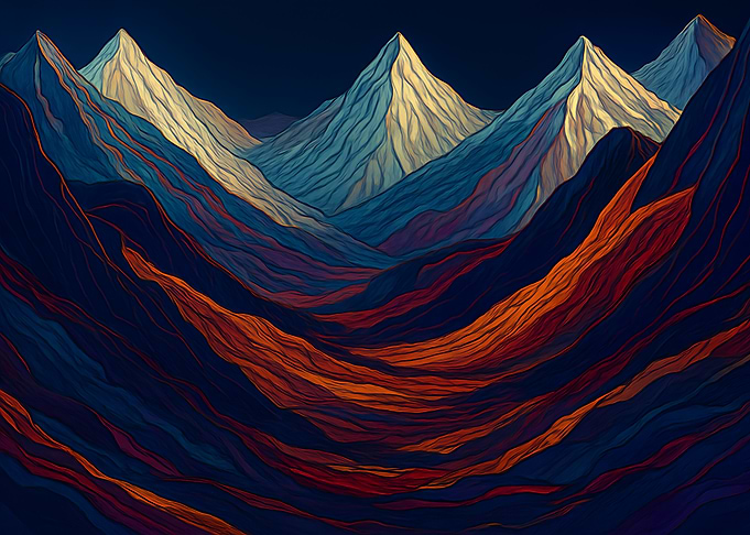Abstract Mountain Range Landscape