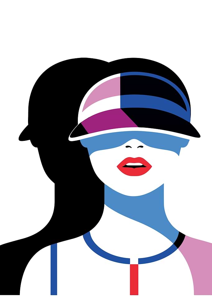 Abstract Woman with Visor Illustration
