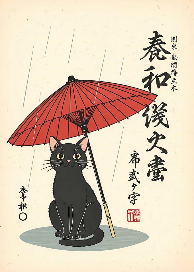 Cat with Umbrella