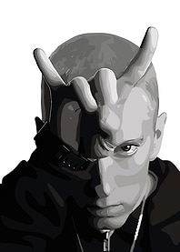 Eminem portrait in grayscale tones
