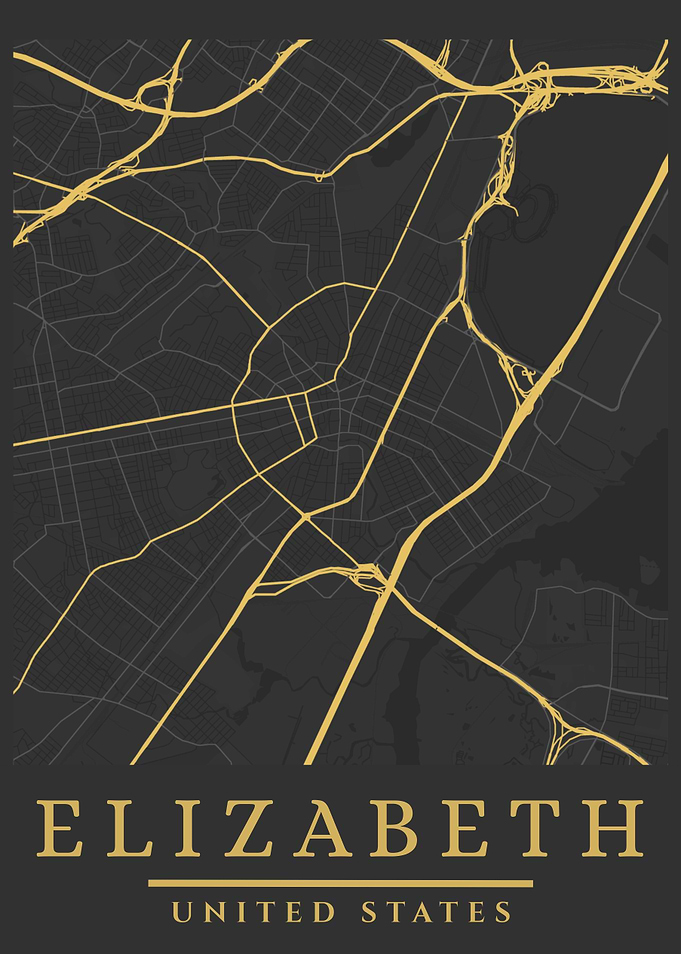 Elizabeth, United States Map Art