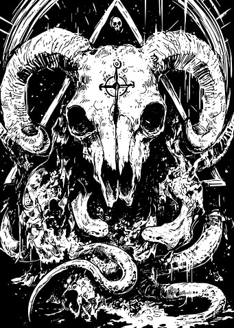 Occult Ram Skull Illustration