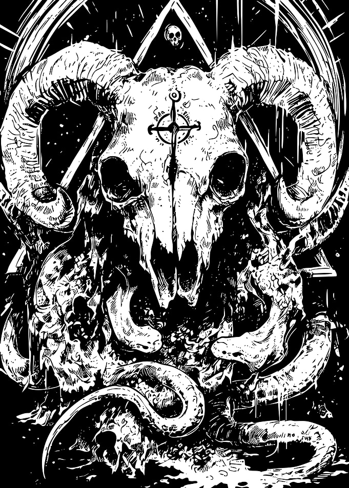 Occult Ram Skull Illustration