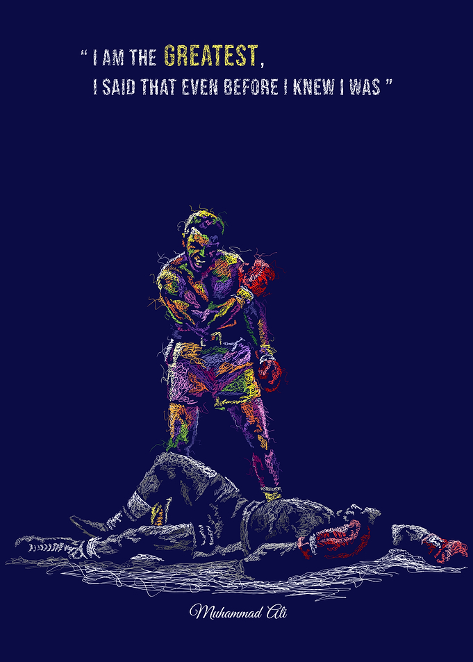 Legendary Boxer iconic scene in scribble art