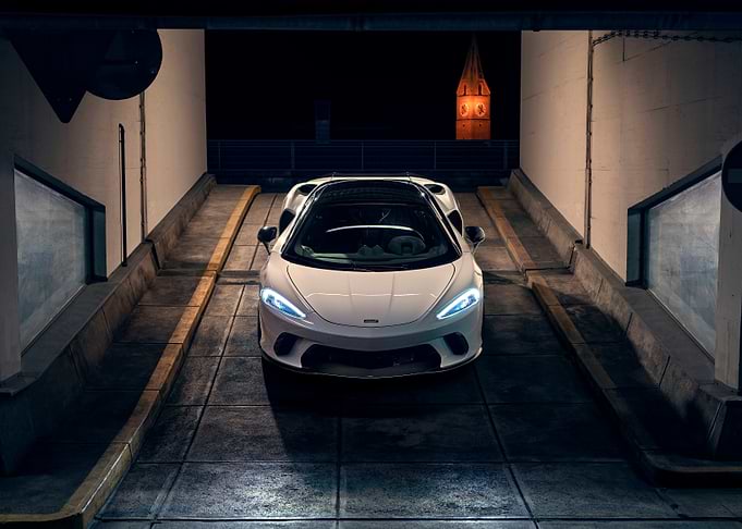 White Sports Car in Urban Setting
