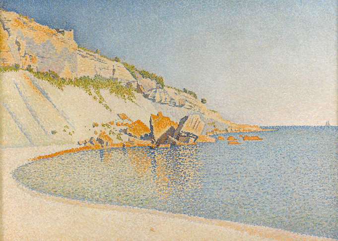 Pointillist Coastal Scene