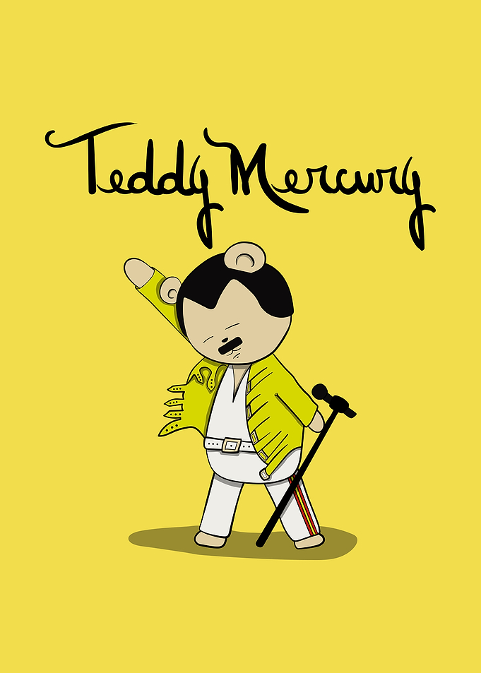 Teddy Mercury Cartoon Illustration
