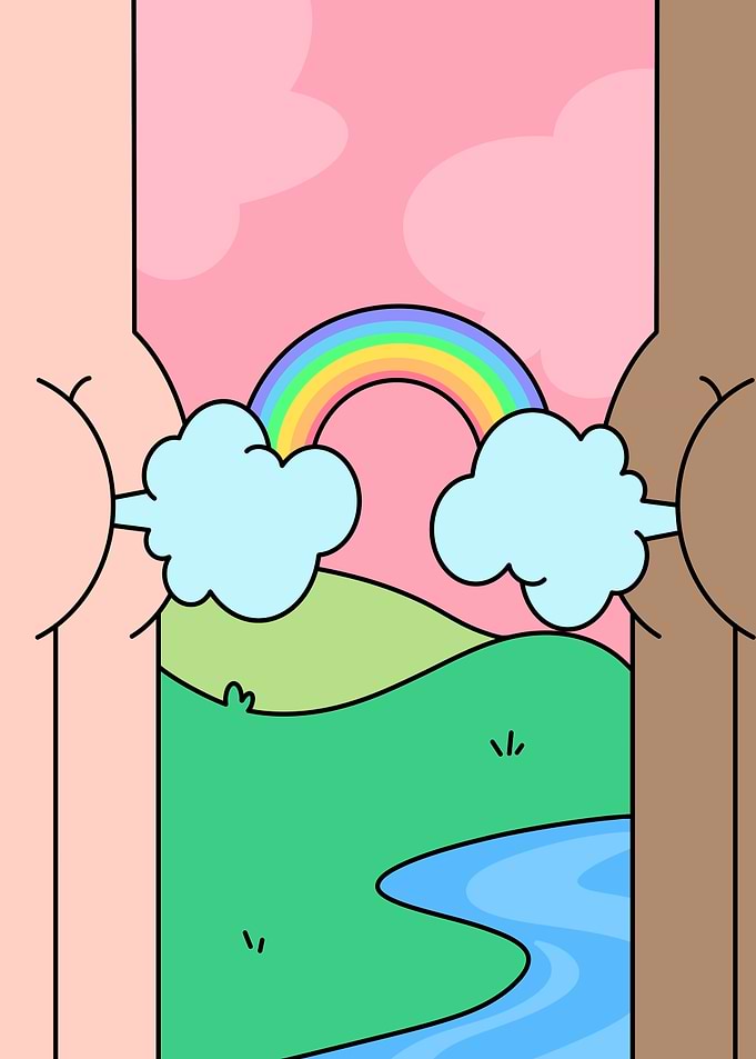 UNITE - Rainbow fart cartoon landscape