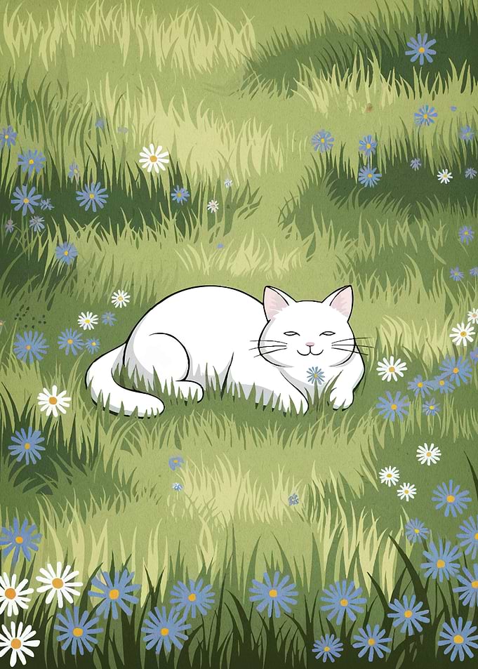 cat flower meadow