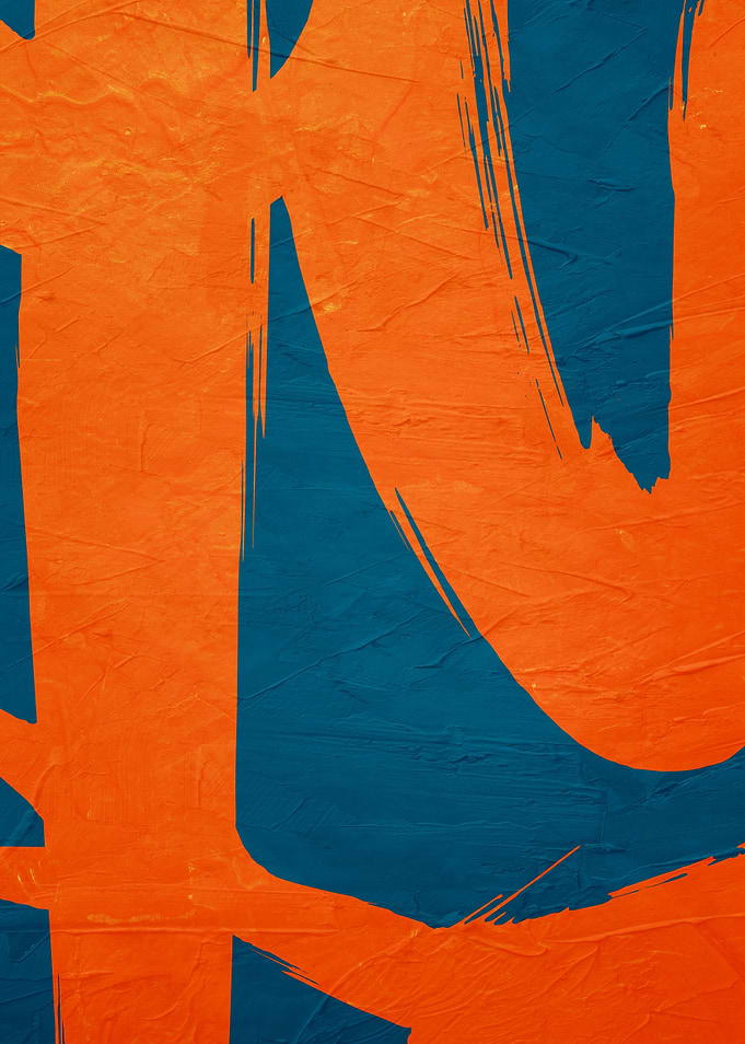 Abstract Orange and Blue Brushstrokes