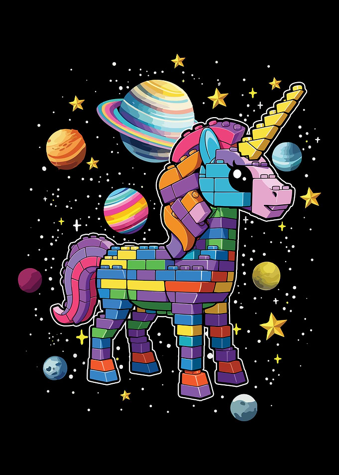 Colorful Lego Unicorn in Space