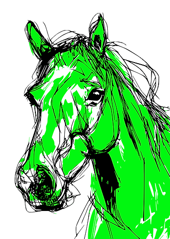 Green Horse Continuous Lines