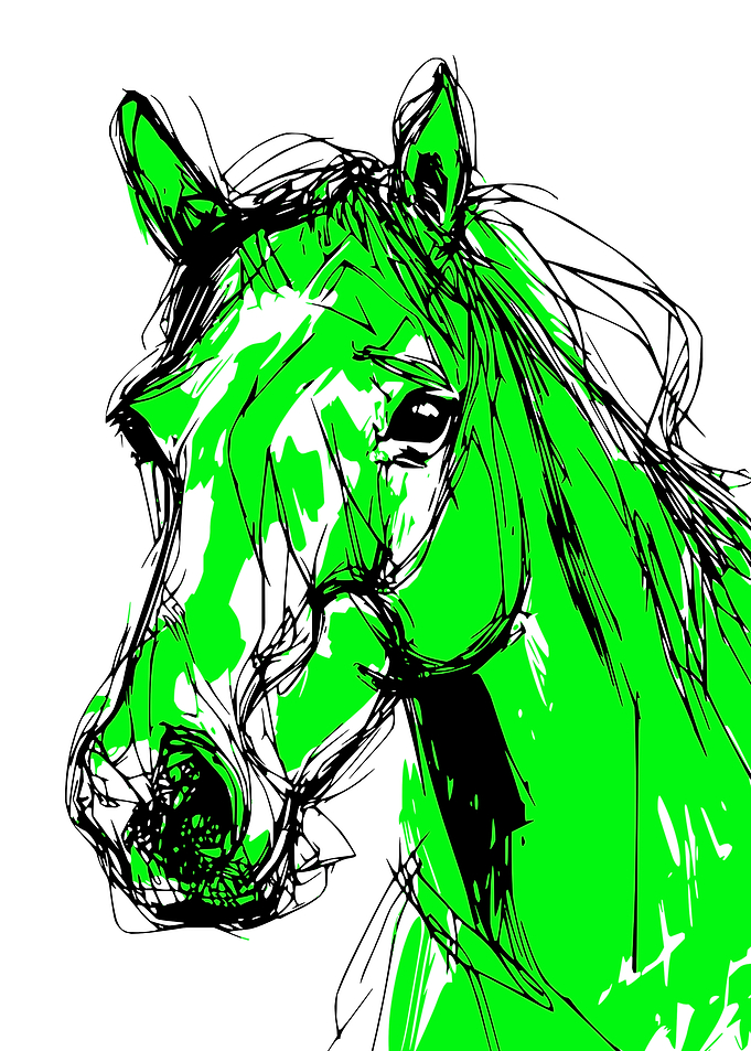 Green Horse Continuous Lines